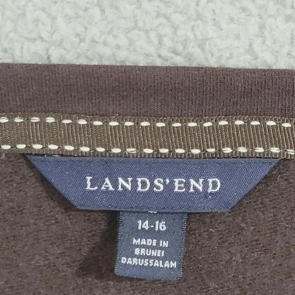 Land's End Women's L Brown Long Sleeve Pullover Sweatshirt Cotton Blend 23PT - Picture 4 of 8